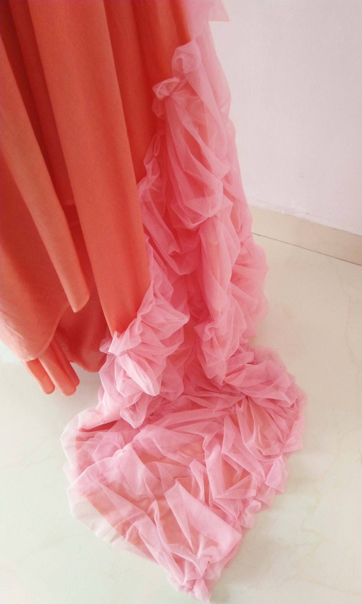 e72 Puckered Sari | Tulle On Soft Cotton
