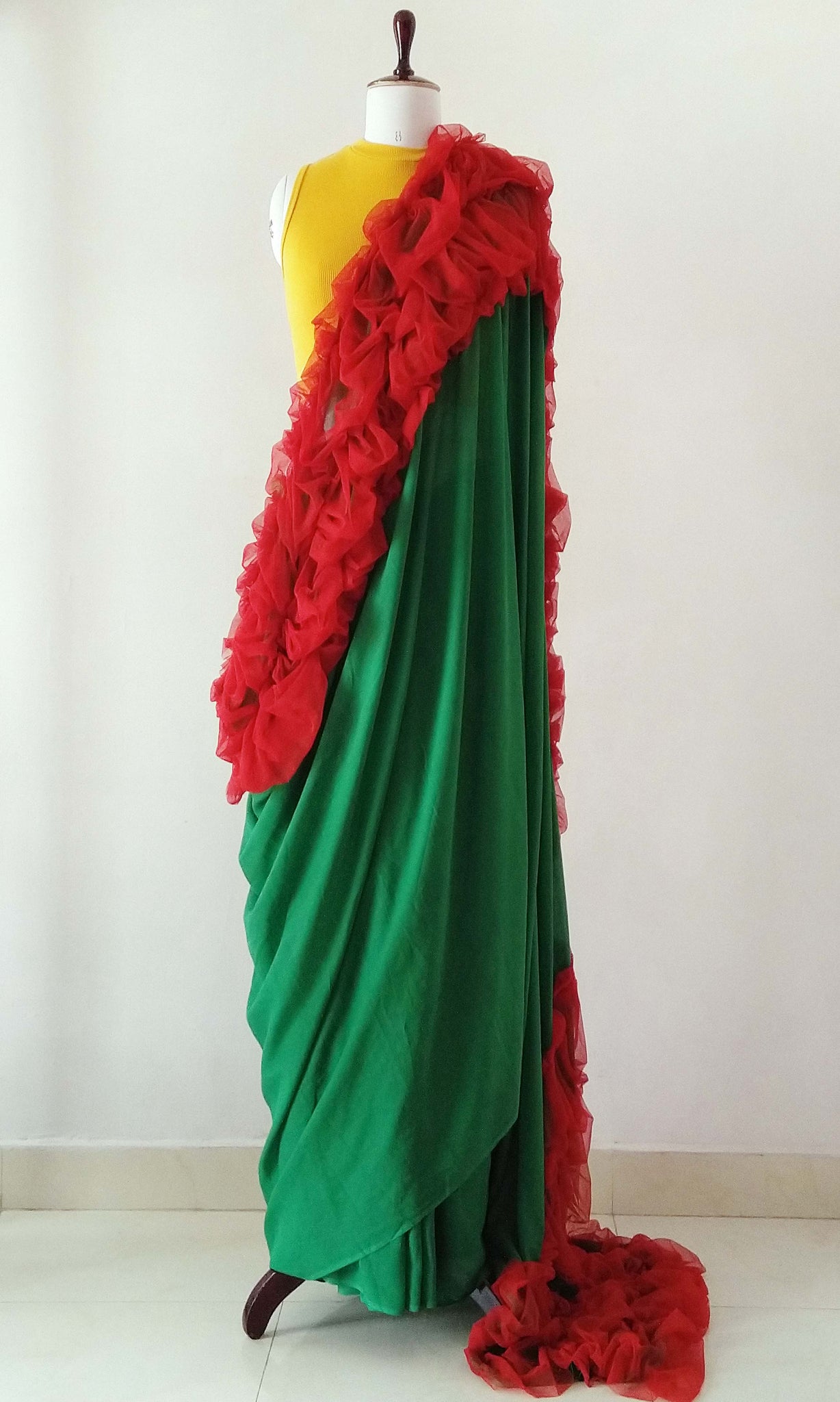 e80 Puckered Sari | Soft Tulle On Fine Count Soft Cotton | Ready To Ship