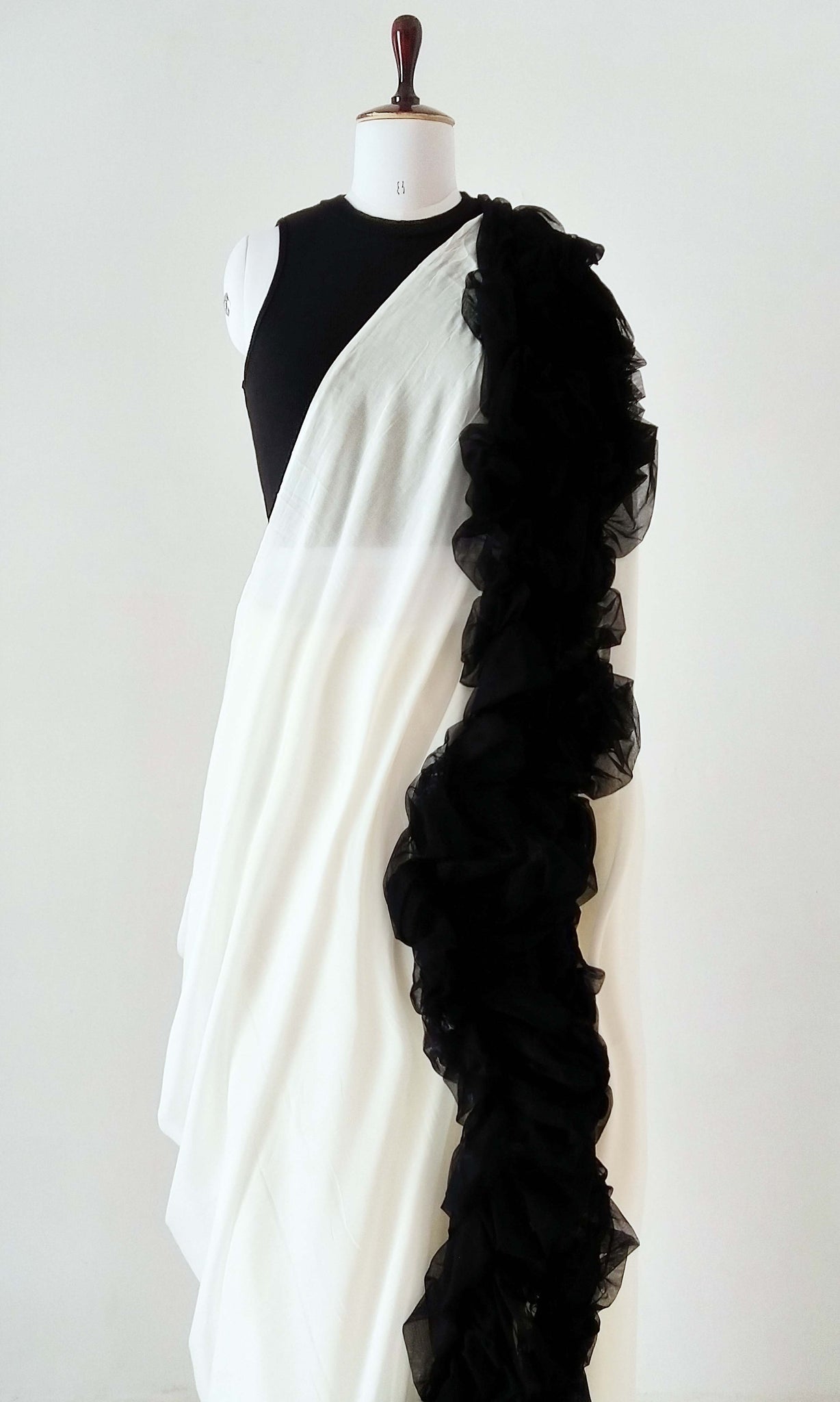 e12 Overcast Volume Sari | Soft Tulle On Fine Count Soft Cotton | Ready To Ship
