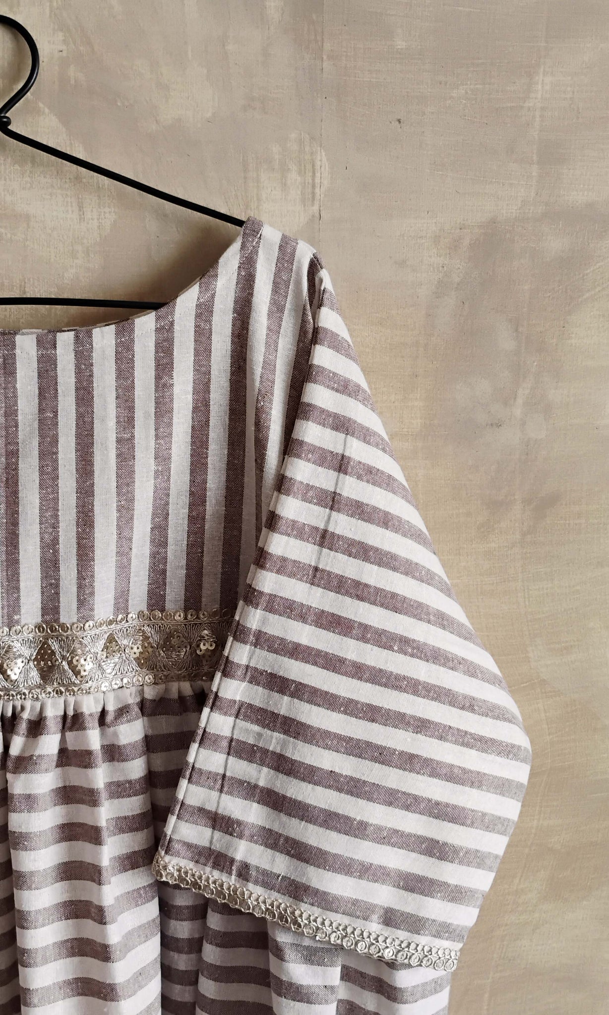 a67 Flared Kurta | Soft Cotton With Matte Gold Sequin Detailing | Size Free | Ready To Ship