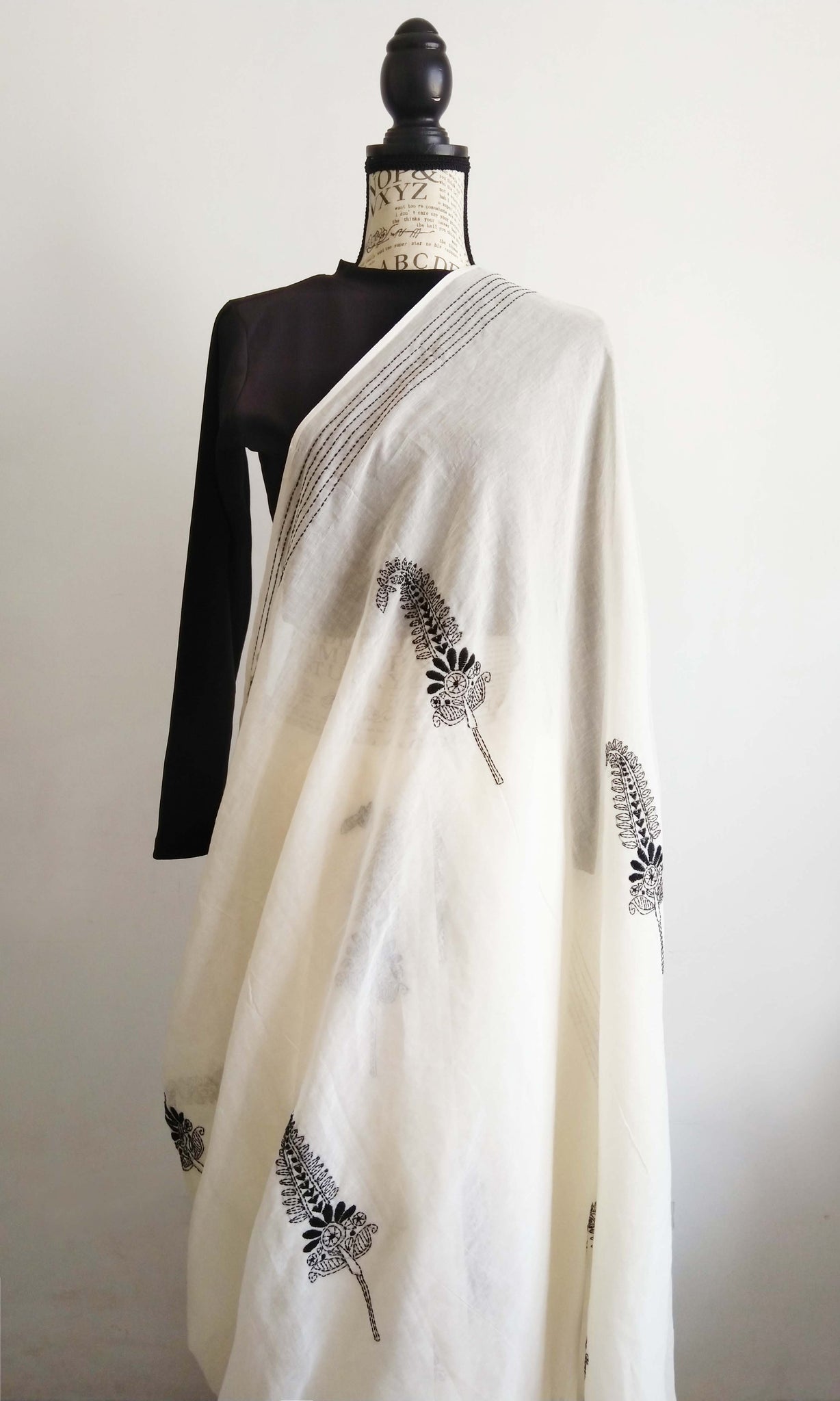 s20 Sarpech Kantha Sari I Fine Kantha Hand Embroidery On Soft Hand Woven Cotton