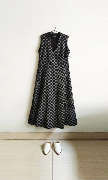 d15 Multipanel Tie Up Dress | Hand Woven Cotton | Free Size ( Fits Sizes Small To Large ) | Ready To Ship