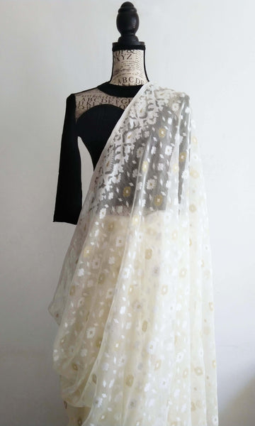 s22 Meena Buti Jacquard Sari I Soft Silk-By-Cotton
