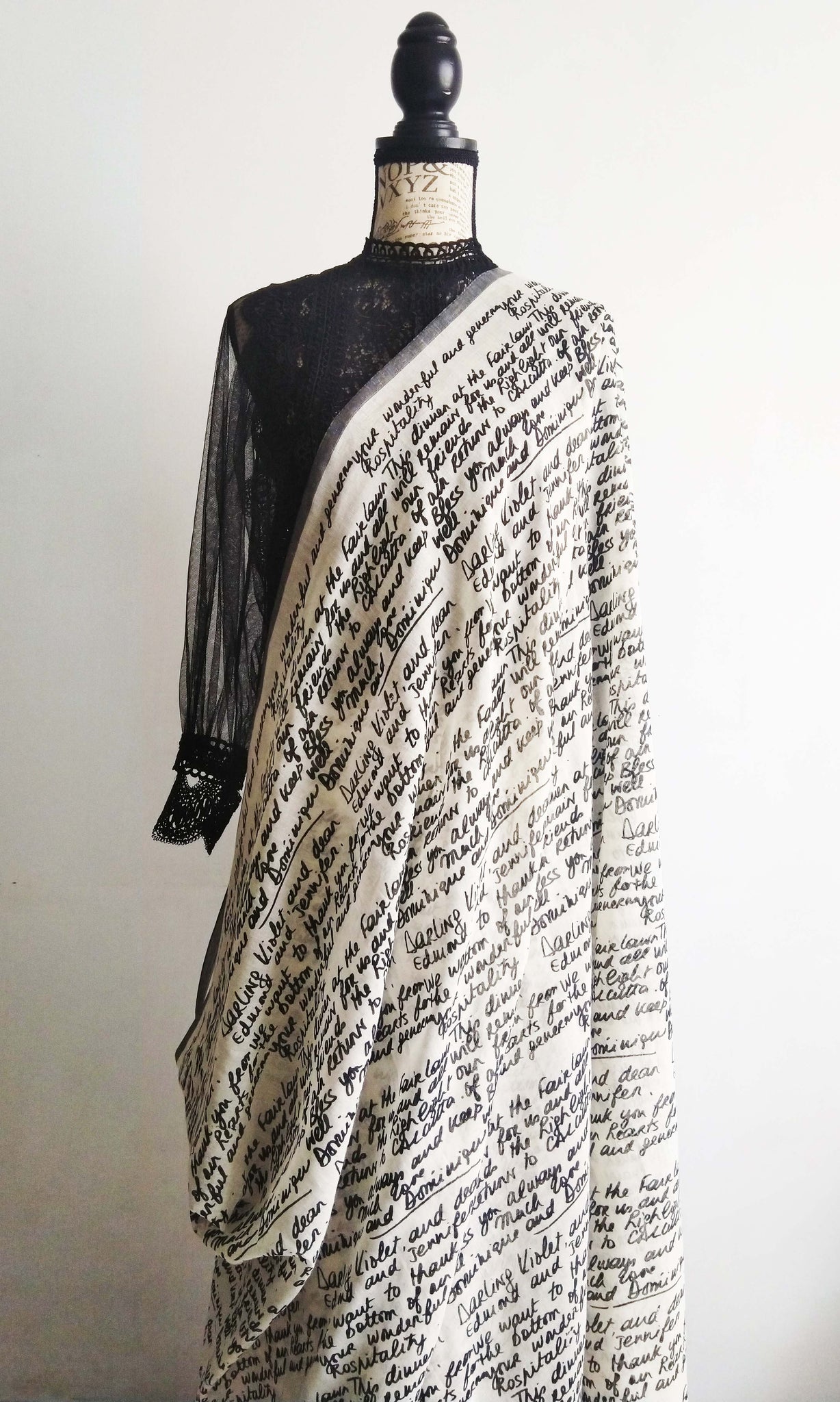 s50 Lapierre's Letter Sari I Hand Woven & Screen Printed Soft Cotton | Ready To Ship